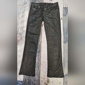 Ralph Lauren Black Label 867 Luxury Lame Denim Women's Size 28 Snakeskin Logo